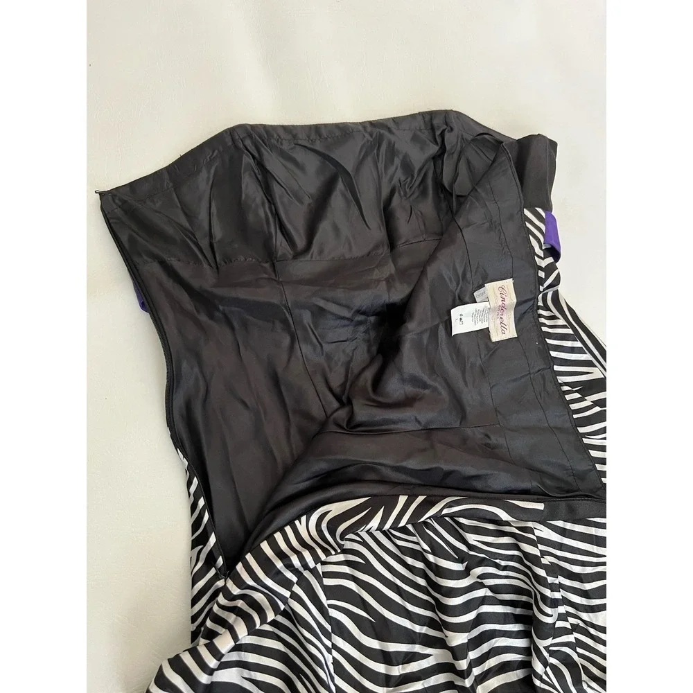 Cinderella Y2K Strapless Zebra Print Cocktail Dress Size L Jr. Whimsigoth HOCO - Picture 3 of 9